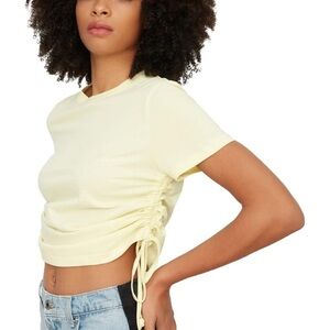 Hollister Yellow Ruched Side Crop Top